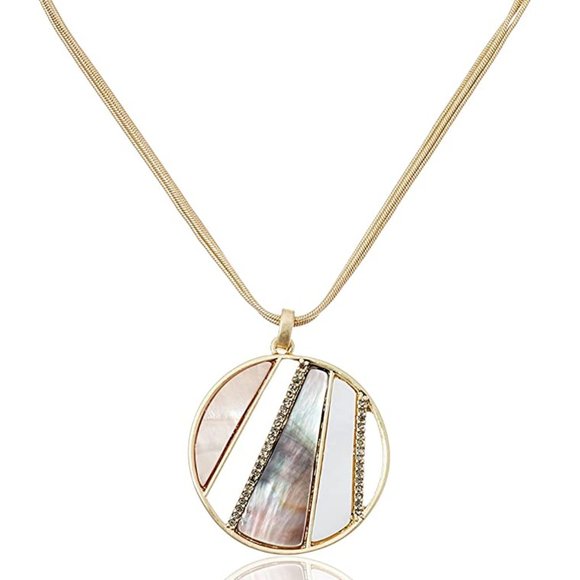 NEW Kenneth Cole NY Geometric Disc Shell Necklace - Picture 1 of 8